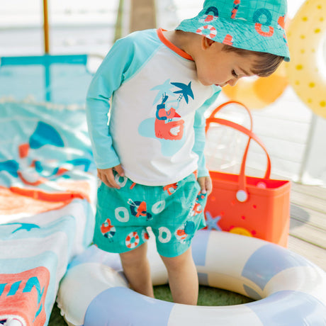 Blue Swim Shorts - Flamingo by Sourismini
