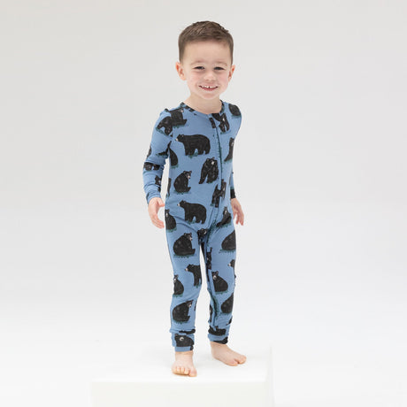 2-Way Zipper Romper - Black Bears by Angel Dear