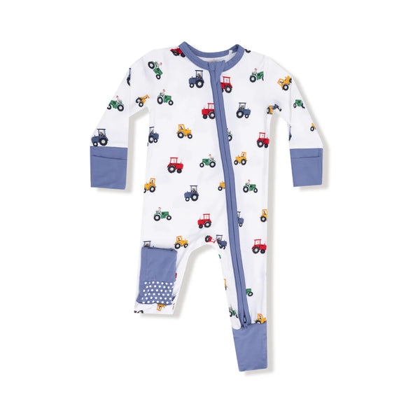 2 Way Zipper Romper- Mini Tractors by Angel Dear