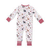 Convertible Romper- Southern Woodland Animals Pink by Angel Dear