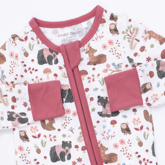 Convertible Romper- Southern Woodland Animals Pink by Angel Dear