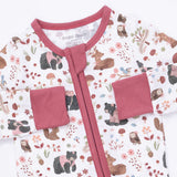 Convertible Romper- Southern Woodland Animals Pink by Angel Dear