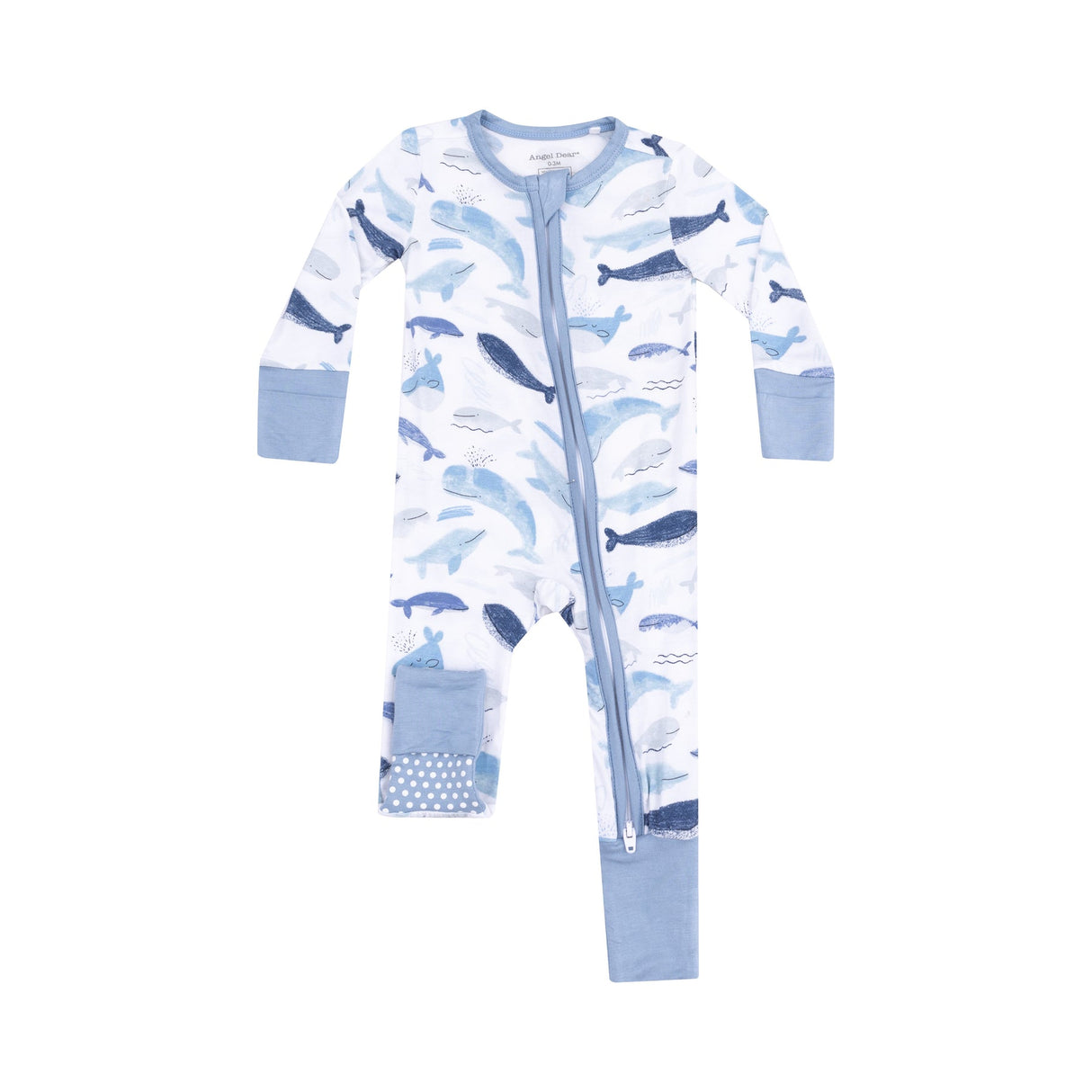2 Way Zipper Romper - Blue Whales by Angel Dear