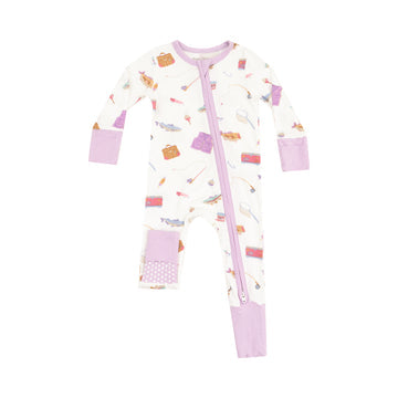 2 Way Zipper Romper - Fishing Things Pink by Angel Dear