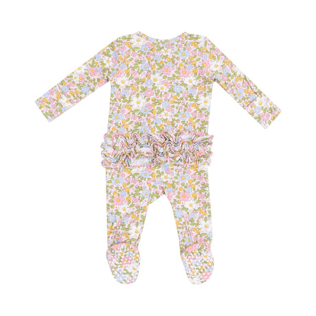 2 Way Zipper Ruffle Front Footie - Bubbly Baby Calico by Angel Dear