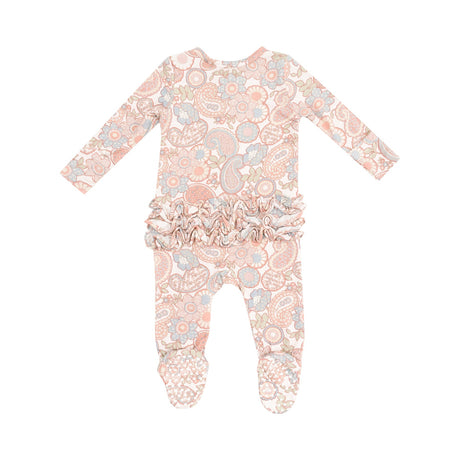 2 Way Zipper Ruffle Front Footie - Folk Paisley by Angel Dear