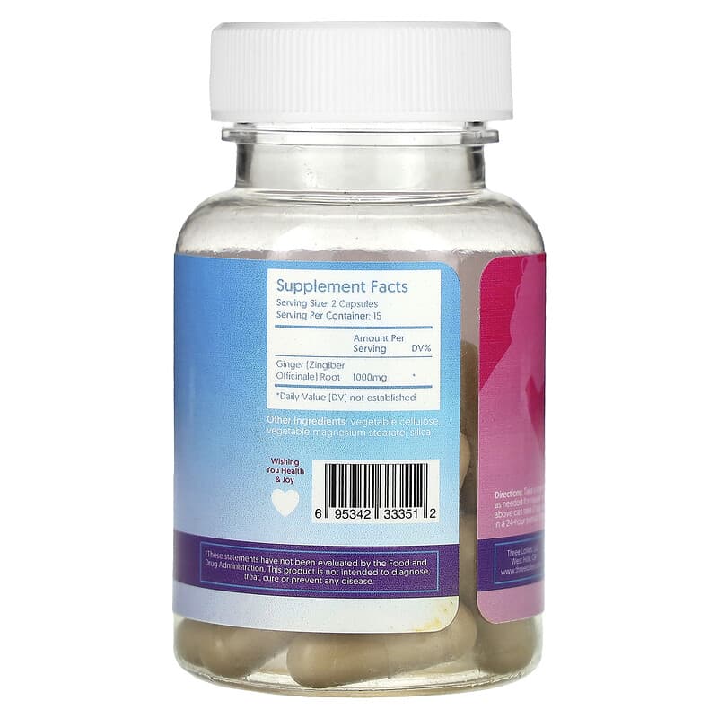 Preggie, Natural Ginger, 30 Capsules by Three Lollies