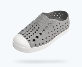 Native Jefferson kids shoes in Pigeon Grey and Shell White