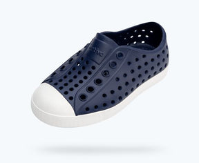 Native Jefferson kids shoes in Regatta Blue and Shell White