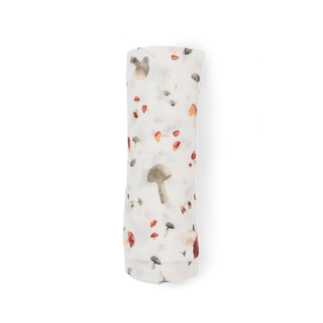 Cotton Muslin Swaddle Blanket - Mushrooms by Little Unicorn