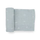 Cotton Muslin Swaddle Blanket - Blue Rainbow by Little Unicorn
