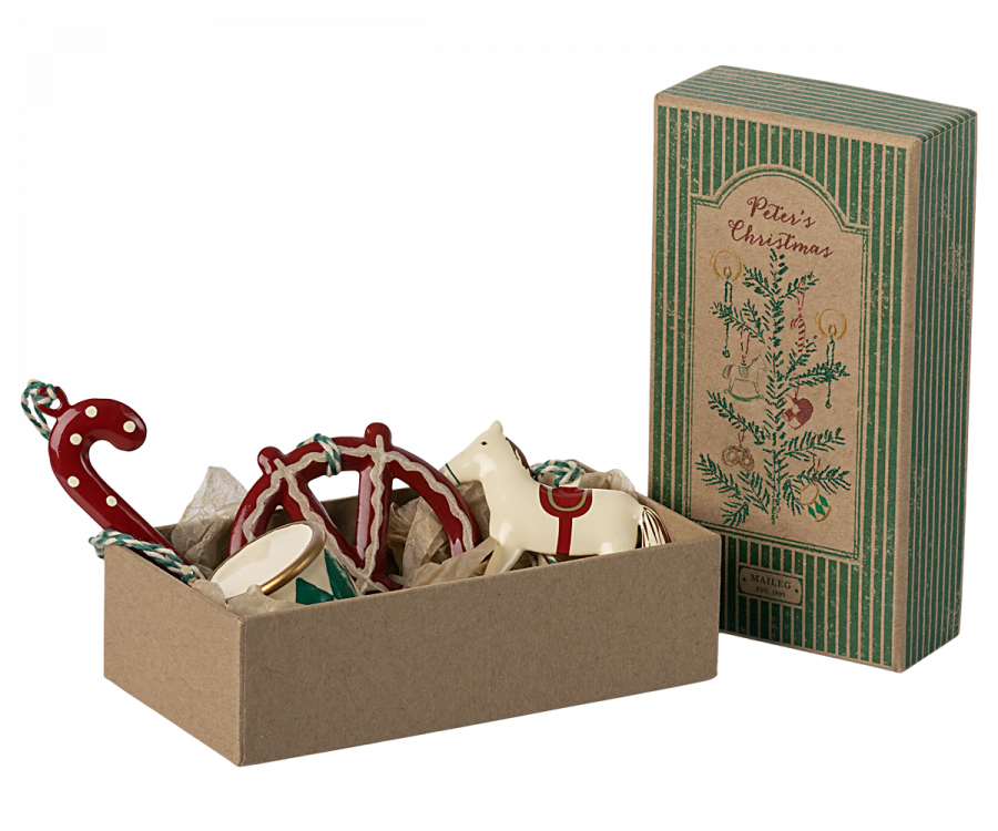 Metal Ornament Set - Peter's Christmas, Green by Maileg