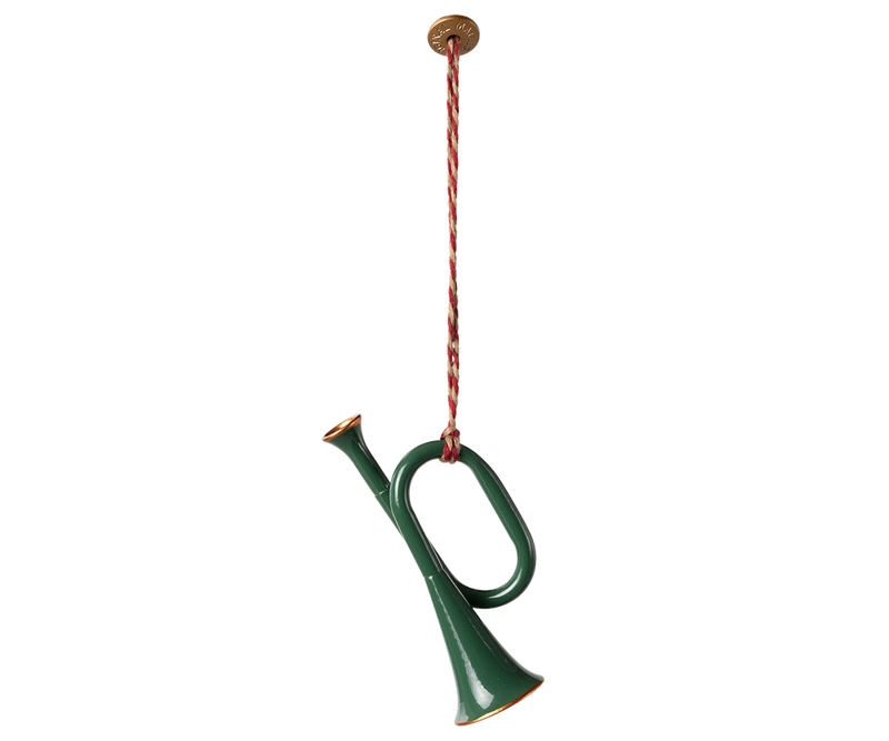 Metal ornament, Trumpet - Dark green by Maileg