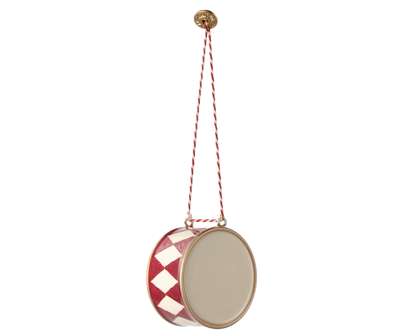 Metal ornament, Large drum - Red by Maileg