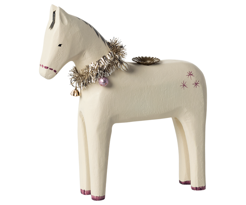 Wooden candle holder, Small horse by Maileg