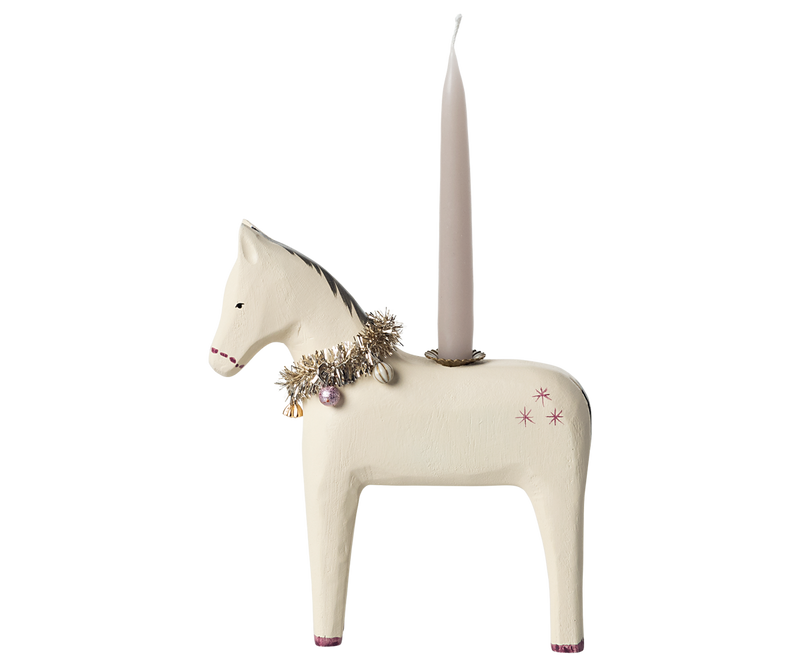 Wooden candle holder, Small horse by Maileg