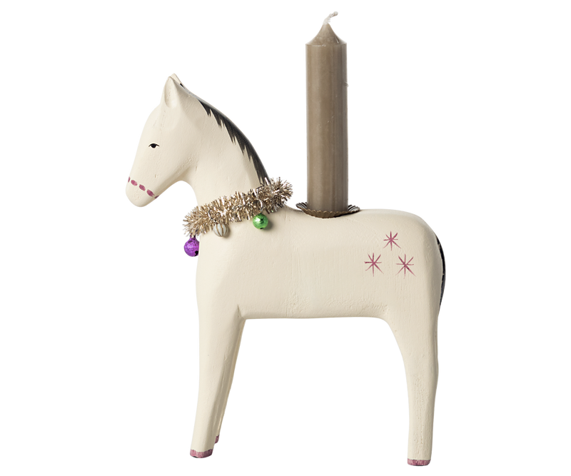 Wooden candle holder, Large horse by Maileg