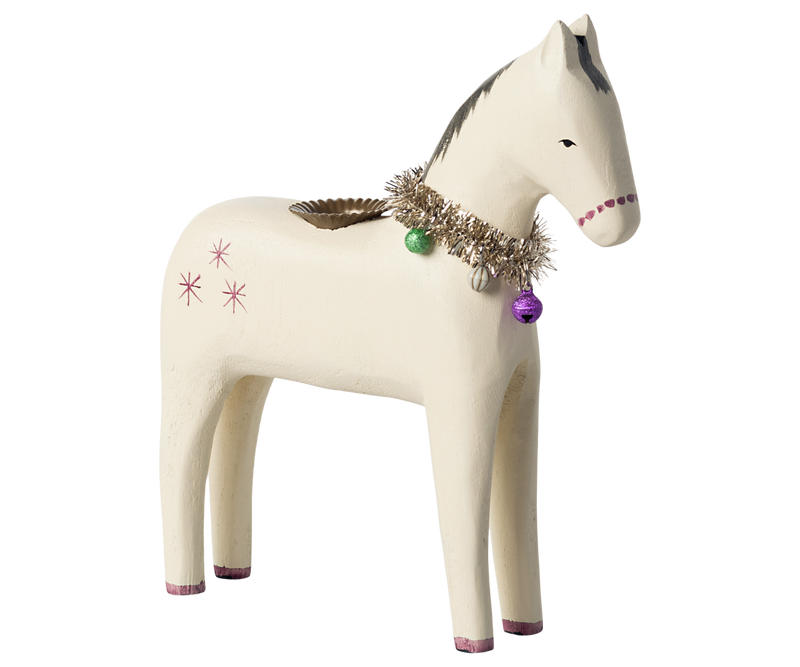 Wooden candle holder, Large horse by Maileg