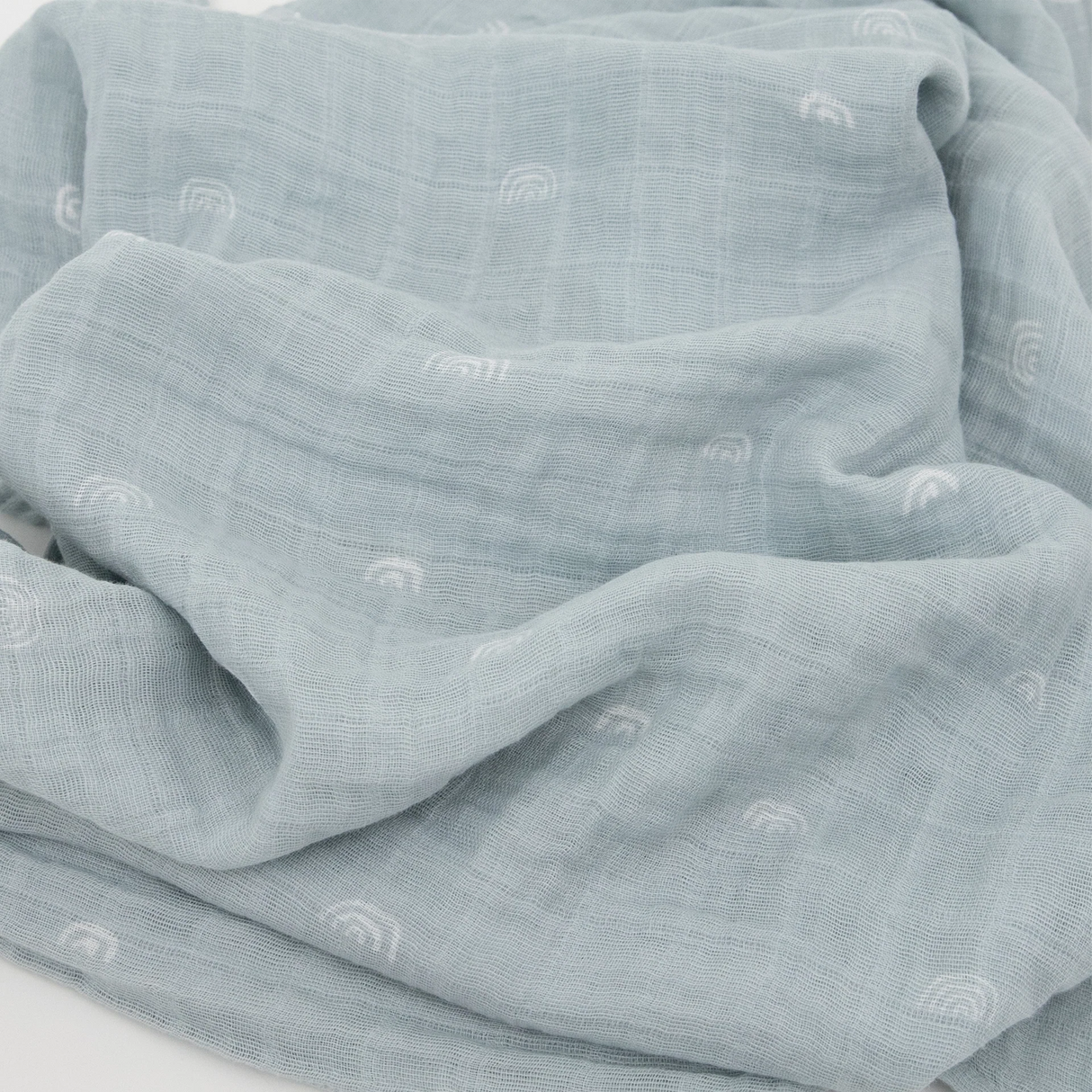 Cotton Muslin Swaddle Blanket - Blue Rainbow by Little Unicorn