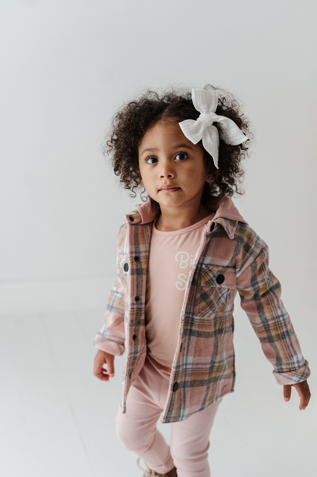 Hooded Shacket - Pink Plaid by babysprouts