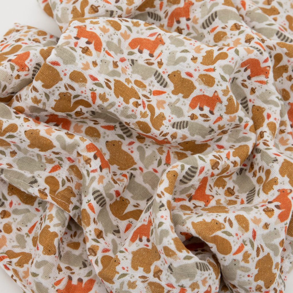 Cotton Muslin Swaddle Blanket - Fall Friends by Little Unicorn