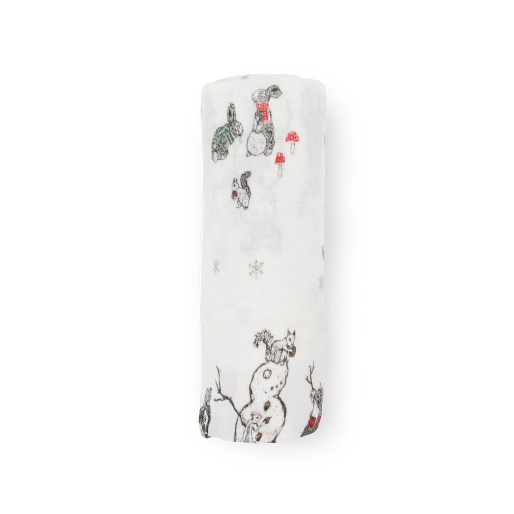 Cotton Muslin Swaddle Blanket - Snow Day by Little Unicorn