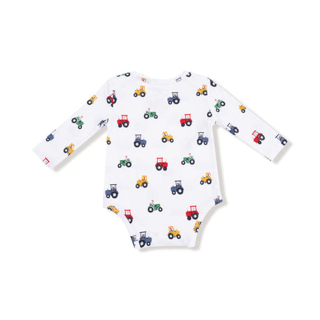 Lap Shoulder Bodysuit- Mini Tractors by Angel Dear