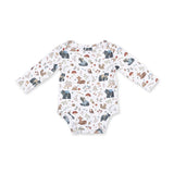 Long Sleeve Bodysuit- Southern Woodland Animals Green by Angel Dear