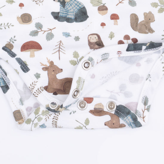 Long Sleeve Bodysuit- Southern Woodland Animals Green by Angel Dear