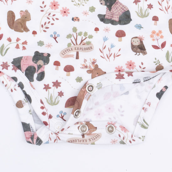 Long Sleeve Bodysuit- Southern Woodland Animals Pink by Angel Dear
