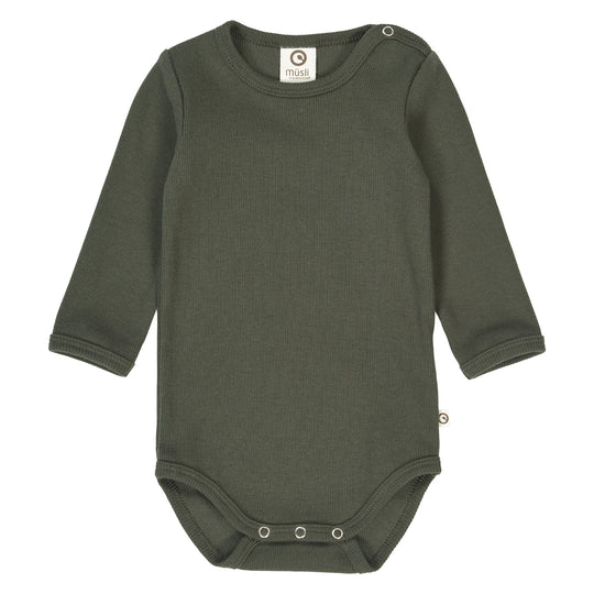 Cozy Me Rib Bodysuit- Deep Green by Musli