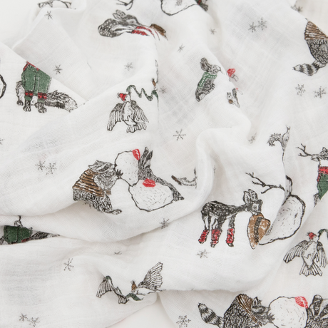 Cotton Muslin Swaddle Blanket - Snow Day by Little Unicorn