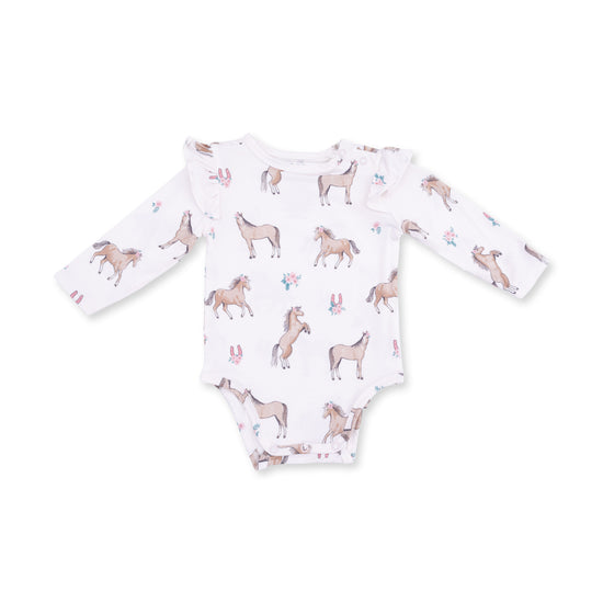 Ruffle Sleeve Bodysuit- I Love Horses by Angel Dear
