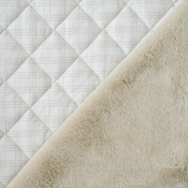 Minky/Faux Fur Nap Mat- Neutral Plaid by Saranoni