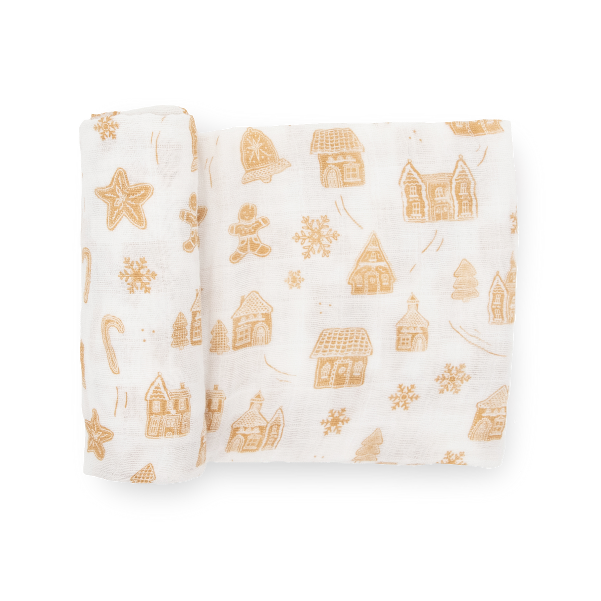 Cotton Muslin Swaddle Blanket - Gingerbread Village by Little Unicorn