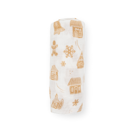 Cotton Muslin Swaddle Blanket - Gingerbread Village by Little Unicorn