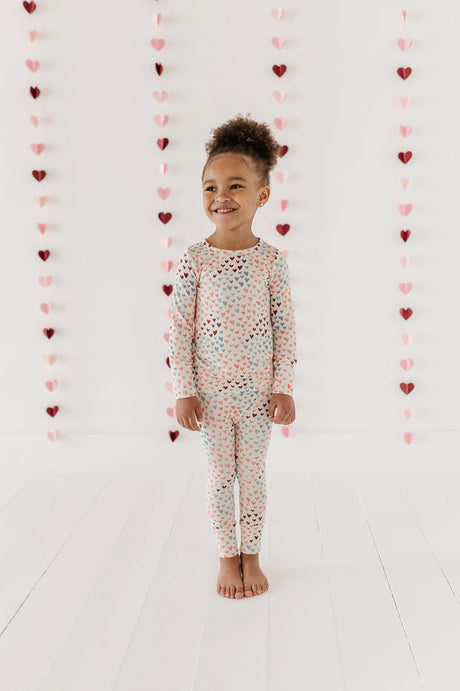 Long Sleeve Lounge Set- Rainbow Hearts by Babysprouts