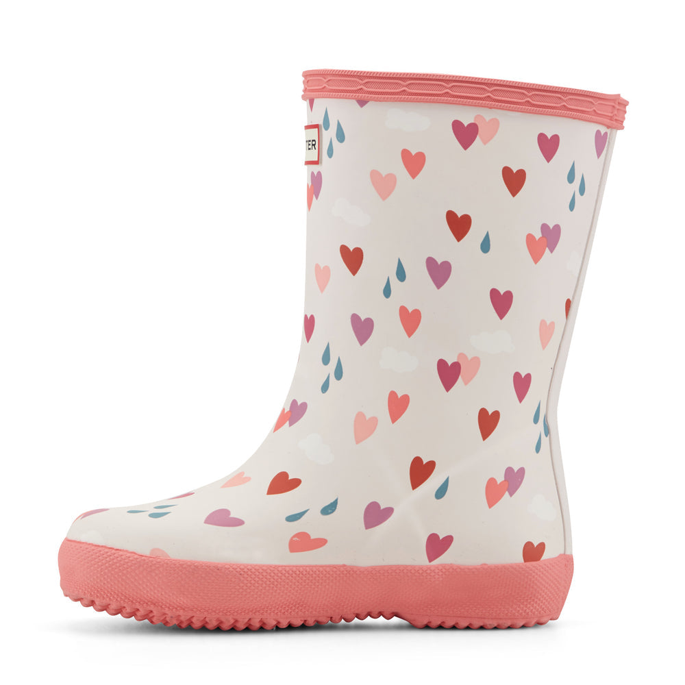 Kids First Classic Rain Boots- Pink Multi Heart Print by Hunter Boots