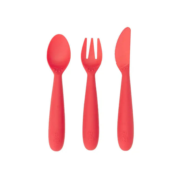 Happy Utensils in Coral by EZPZ