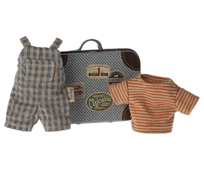 Overalls & Shirt in Suitcase, Mouse - Big Brother by Maileg