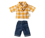 Yellow checked shirt and pants, Dad mouse by Maileg