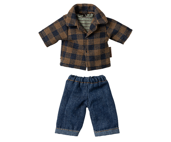 Brown checked shirt and pants, Dad mouse by Maileg