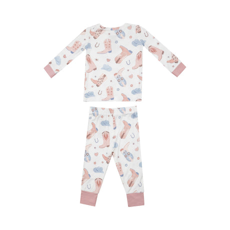 Long Sleeve Loungewear Set - Cowboy Boots Pink by Angel Dear