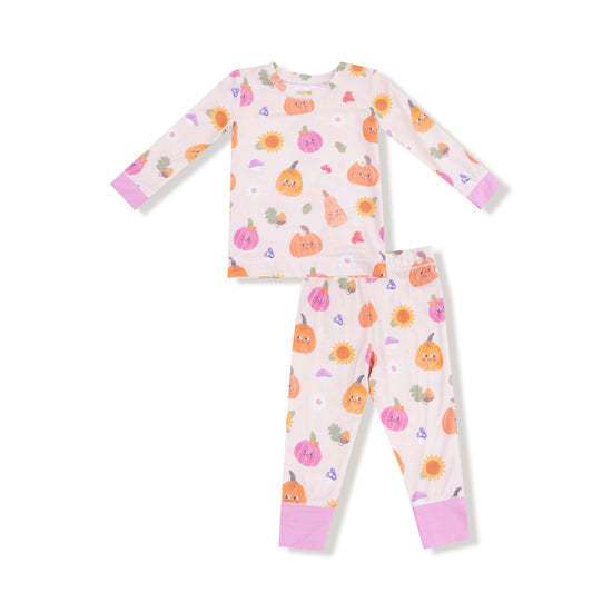 Long Sleeve Loungewear Set- Pink Autumn Pumpkins by Angel Dear
