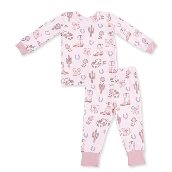 L/S Loungewear Set- Cowgirl Boots & Bows by Angel Dear
