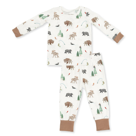 L/S Loungewear Set- Northern Woodland Animals by Angel Dear