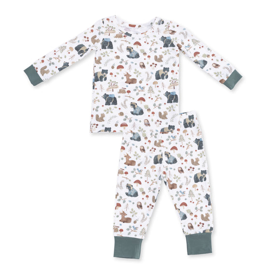 L/S Loungewear Set- Southern Woodland Animals Green by Angel Dear