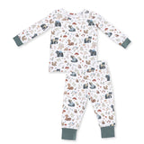 L/S Loungewear Set- Southern Woodland Animals Green by Angel Dear