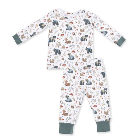 L/S Loungewear Set- Southern Woodland Animals Green by Angel Dear