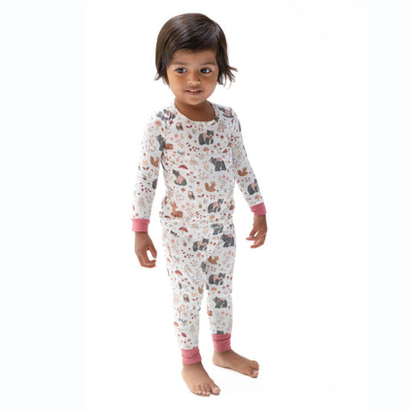 L/S Loungewear Set- Southern Woodland Animals Pink by Angel Dear